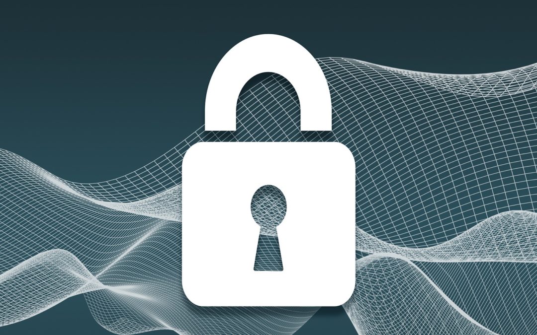 A lock symbol with teal background