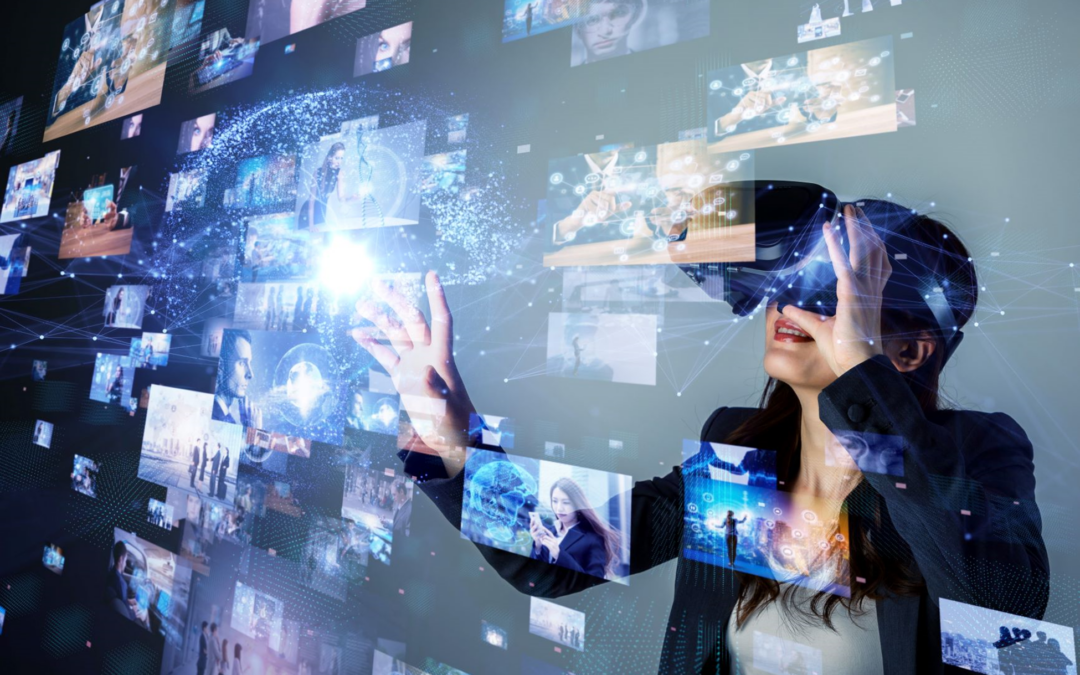 Marketing: 5 Emerging Tech Trends. Woman with a VR headset on